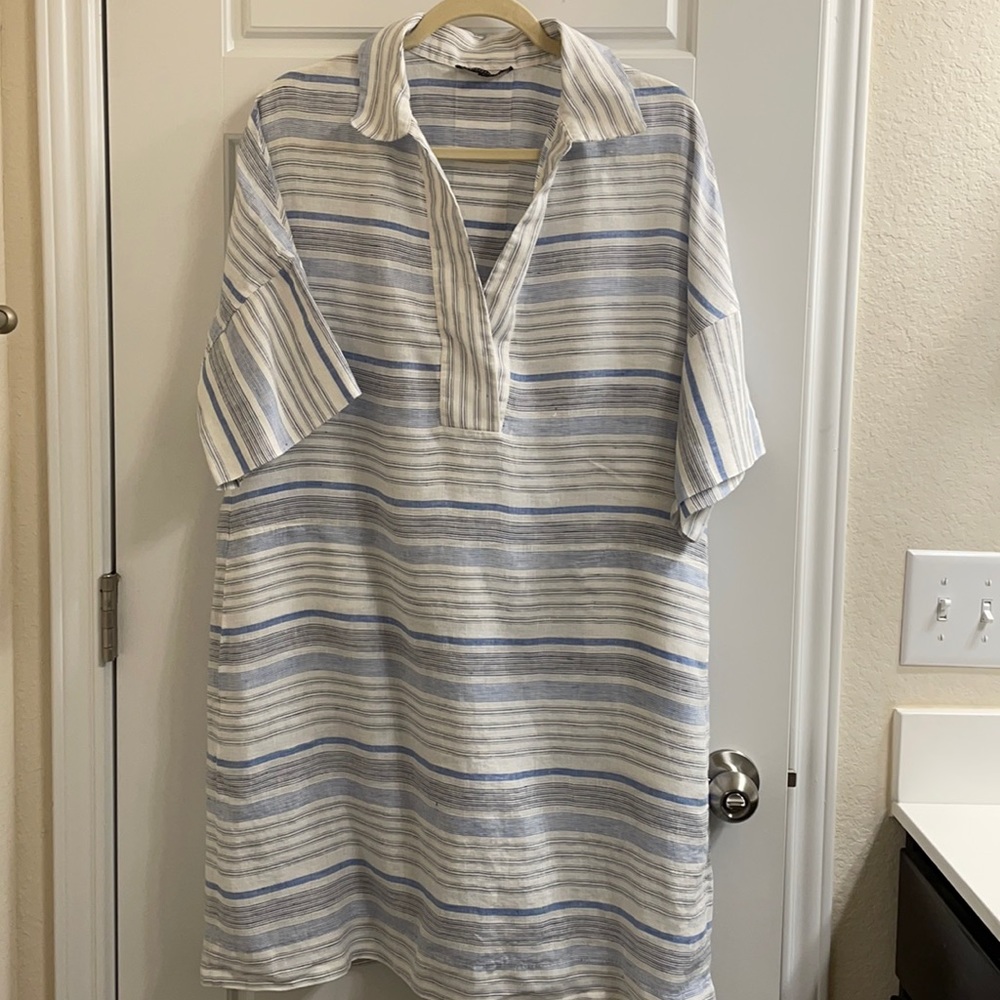 Lafayette 148 NWOT classic linen popover dress